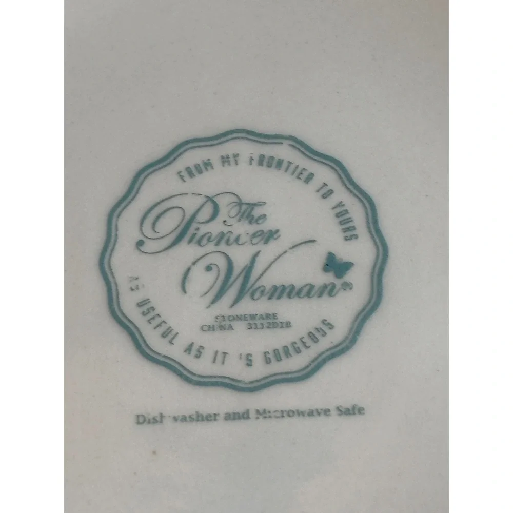 The Pioneer Woman Teal Floral Embossed Stoneware Batter Bowl with Pour Spout 8in